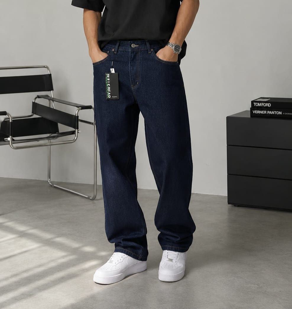 شلوار جین نیم بگ برند pull & bear کد 100